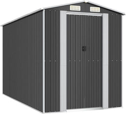 vidaXL - Tuinschuur - 192x357x223 - cm - gegalvaniseerd - staal - antracietkleurig