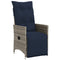 Tuinstoelen 2 st verstelbaar met kussens poly rattan grijs
