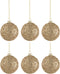 J-Line kerstbal Glitter - glas - goud - small - doos van 6 stuks