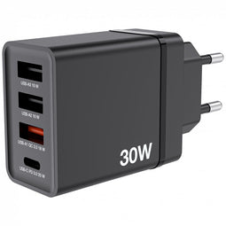 Verbatim GaN Oplader - 30W 4 Poorten - 3x USB-A 1x USB-C Quick Charge 3.0