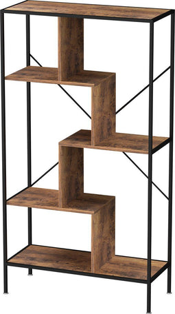 Wandkast boekenkast Stoer - open vakkenkast - industrieel - metaal hout - 147 cm hoog