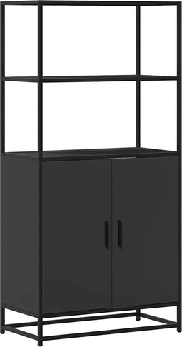 vidaXL - Hoge - kast - 68x35x139 - cm - bewerkt - hout - en - metaal - zwart