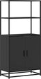 vidaXL - Hoge - kast - 68x35x139 - cm - bewerkt - hout - en - metaal - zwart