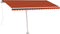 vidaXL - Luifel - handmatig - uittrekbaar - met - LED - 400x300 - cm - oranje - en - bruin