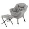 Coast Fauteuil met Armleuningen - Vrijetijdsstoel met Poef - 80 x 74 x 97 cm - Grijs