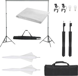 vidaXL - Fotostudioset - met - verlichtingsset - en - achtergrond