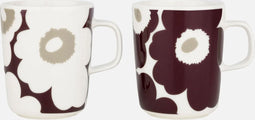Marimekko - Unikko - Mok - 25cl - Set van 2 - Wijnrood Beige
