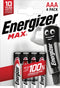 Energizer Max AAA - Alkaline batterij - Langdurige prestaties - (4 stuks)