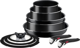 Tefal Ingenio Easy Cook & Clean - Pannenset - 10-delig - Niet Geschikt voor Inductie - Stapelbaar - Zwart (10-delig)