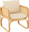 J-Line armstoel + kussen - rotan/textiel - naturel/wit