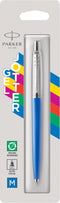 Parker Jotter-gelpen | Roestvrij staal en blauwe | Medium punt met blauwe inkt (0,7 mm)