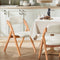 SoBuy FST92-W - Houten Klapstoel - Gestoffeerd Zitkussen - Natuur/Wit 47.5x77x59 cm