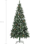 vidaXL - Kunstkerstboom - met - dennenappels - en - wit - glitter - 210 - cm