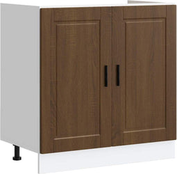 vidaXL - Spoelbakonderkast - Porto - 80x46x81,5 - cm - bewerkt - hout - bruin - eiken