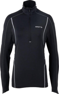 Craft Lightweight Stretch Pullover - Thermoshirt - Korte rits - Dames - M - Zwart