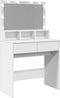 vidaXL - Kaptafel - met - LED - 80x41x134,5 - cm - wit
