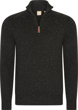 Mario Russo Skipper - Heren Trui - Half Zip - Zwart - XXL