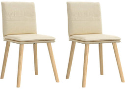 vidaXL - Eetkamerstoelen - 2 - st - stof - crèmekleurig