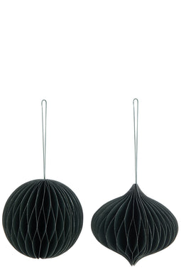 J-Line Kerstmis Bal Papier Groen Large Assortiment Van 2