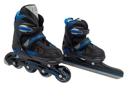 Nijdam Blue Blaze - Inline Skates Combo - Verstelbaar 4 maten - Zwart Blauw - Maat 37-40