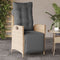vidaXL - Tuinstoel - verstelbaar - met - voetensteun - poly - rattan - gemengd - beige
