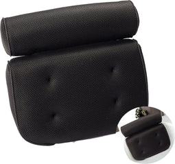 Earkings Badkussen met 6 Zuignappen en Ophanghaak - Bad Kussen voor in Bad - Bad Accessoires Nekkussen Bad - Hoofdsteun Bad Zwart
