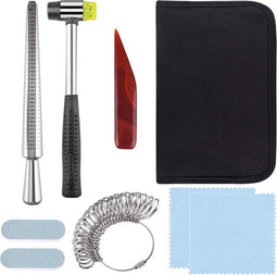 Earkings Ringen Maker Sieraden Maken Set - Inclusief Ringmeter, Ringstok, Hamer, Polijstdoekjes, Vijlen, Agate Mes en Opbergtas - Ringmaat meter