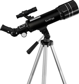 Earkings Telescoop Sterrenkijker 70/400 mm voor Kinderen, Beginners en Gevorderden - Inclusief Statief, Opbergtas, Twee Lenzen 25mm & 10mm en Barlow Lens, Telefoon Houder voor Foto’s - f/5.7 Magnificatie zwart