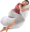 Earkings Zwangerschapskussen Zijslaapkussen 135x65cm J-vorm met Afneembare hoes - Body Pillow lichtgrijs