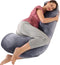 Earkings Zwangerschapskussen Zijslaapkussen 135x65cm J-vorm met Afneembare hoes - Body Pillow donkergrijs