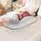Earkings Zwangerschapskussen Zijslaapkussen 135x65cm J-vorm met Afneembare hoes - Body Pillow lichtgrijs