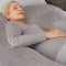 Earkings Zwangerschapskussen Zijslaapkussen 140x70cm C-vorm met Afneembare hoes - Body Pillow lichtgrijs
