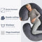 Earkings Zwangerschapskussen Zijslaapkussen 140x70cm C-vorm met Afneembare hoes - Body Pillow donkergrijs