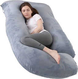 Earkings Zwangerschapskussen Zijslaapkussen 140x80cm G-vorm met Afneembare hoes - Body Pillow donkergrijs