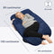 Earkings Zwangerschapskussen Zijslaapkussen 140x80cm U-vorm met Afneembare hoes - Body Pillow blauw
