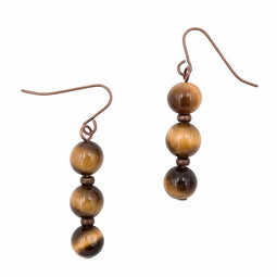 Earth Song Jewelry - Oorbellen in Koper met Gestapelde Tijgeroog Edelsteen - Sieraden
