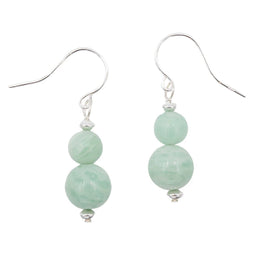 Earth Song Jewelry - Oorbellen in Sterling Zilver met Dubbele Groen Peruaansee Amazoniet Edelsteen - Sieraden