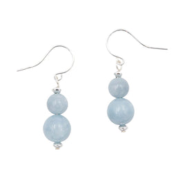 Earth Song Jewelry - Oorbellen in Sterling Zilver met Dubbele Mistige Aquamarijn Edelsteen - Sieraden