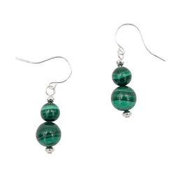 Earth Song Jewelry - Oorbellen in Sterling Zilver met Dubbele Malachiet Edelsteen - Sieraden