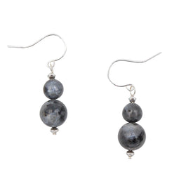 Earth Song Jewelry - Oorbellen in Sterling Zilver met Dubbele Zwarte Maansteen Edelsteen - Sieraden