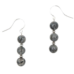 Earth Song Jewelry - Oorbellen in Sterling Zilver met Gestapelde Zwarte Maansteen Edelsteen - Sieraden