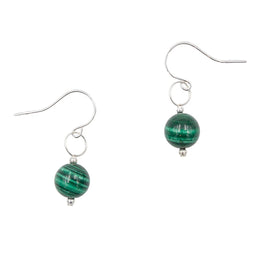 Earth Song Jewelry - Oorbellen in Sterling Zilver met Kleine Malachiet Edelsteen - Sieraden