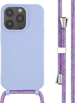 iMoshion Hoesje Geschikt voor iPhone 14 Pro Hoesje Met Koord - iMoshion Siliconen hoesje met koord - Paars