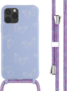iMoshion Hoesje Geschikt voor iPhone 11 Pro Hoesje Met Koord - iMoshion Siliconen design hoesje met koord - Meerkleurig / Butterfly