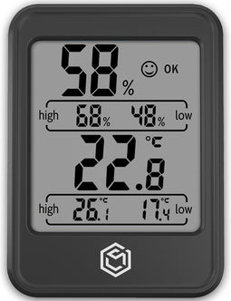 Ease Electronicz Hygrometer Min/Max - Luchtvochtigheidsmeter - Digitaal Weerstation - Vochtigheidsmeter - Thermometer voor Binnen - Met verlichting