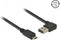 Easy-Micro USB naar Easy-USB-A haaks (links/rechts) kabel - USB2.0 - tot 2A / zwart - 2 meter