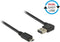 Easy-Micro USB naar Easy-USB-A haaks (links/rechts) kabel - USB2.0 - tot 2A / zwart - 1 meter