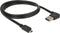 Easy-Micro USB naar Easy-USB-A haaks (links/rechts) kabel - USB2.0 - tot 2A / zwart - 1 meter