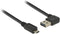 Easy-Micro USB naar Easy-USB-A haaks (links/rechts) kabel - USB2.0 - tot 2A / zwart - 0,50 meter