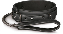 EasyToys - Fetish Halsband met Riem - Duurzaam - Kunstleer - BDSM - Bondage - BDSM Toys - Rollenspel - Verkleedkleding - Rollenspel Erotiek - Puppy Play - Erotisch Spel - Zwart